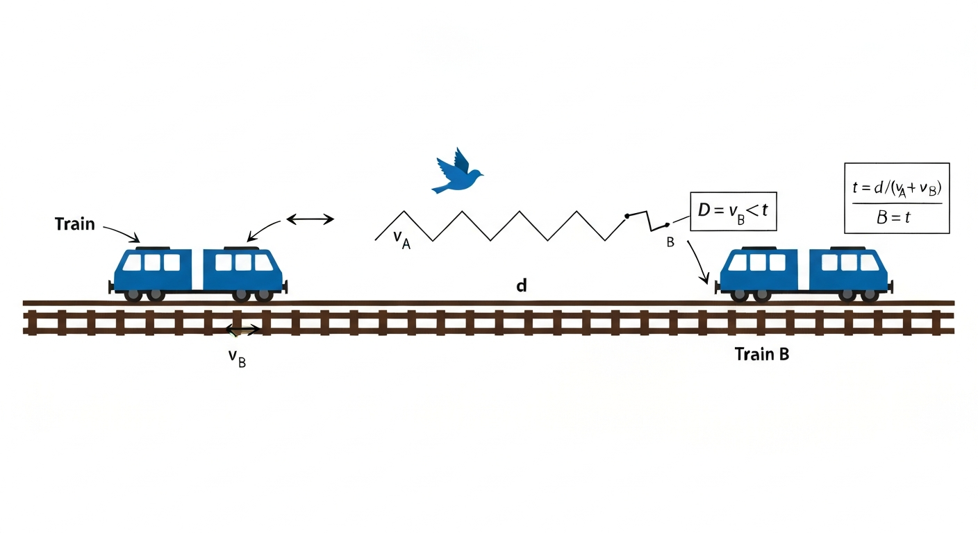 Two Trains and Bird Problem: Puzzle, Reality, and Safety